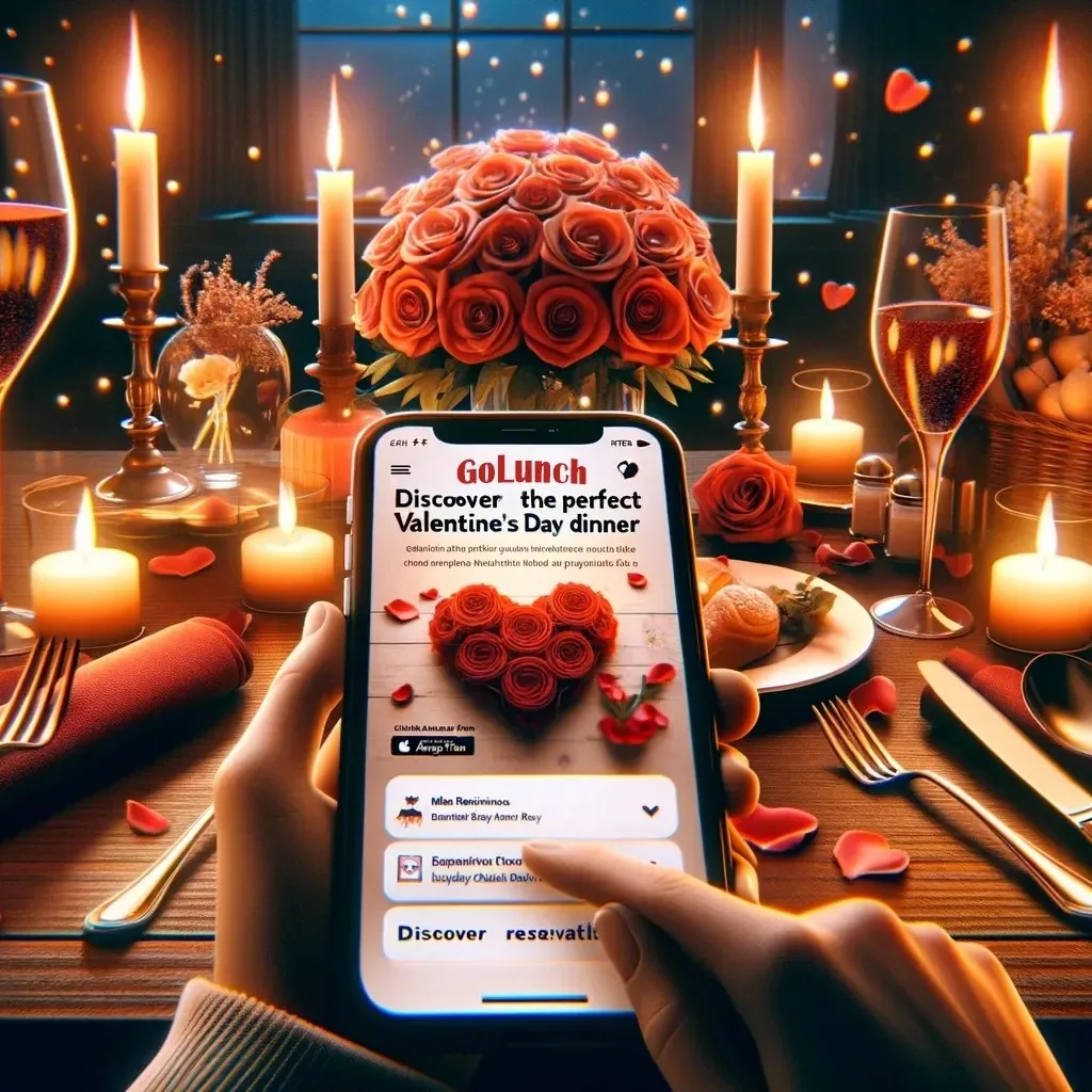 Illustration des menus de Saint-Valentin 2025 sur GoLunch : table romantique aux chandelles